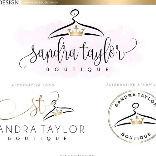 Clothes Hanger Logo Design Boutique Branding Set Chic Kit - Etsy