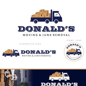 Box truck transport logo, Moving & junk removal business logo, Box Truck Shipping Services logo, House Office verhuisservice, Truck logo 462