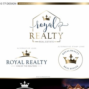 Logotipo imobiliário, logotipo da coroa do corretor de imóveis, marca d'água, kit de marca, kit de marketing, corretor, carimbo, cartão de visita, King Interior Design 061