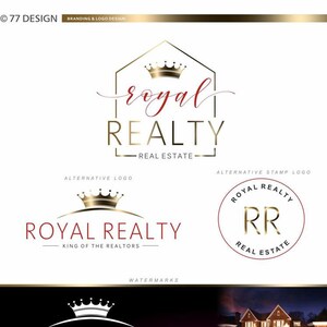 Logotipo imobiliário, logotipo da coroa do corretor de imóveis, marca d'água, kit de marca, kit de marketing, corretor, carimbo, cartão de visita, design de logotipo fotográfico 061