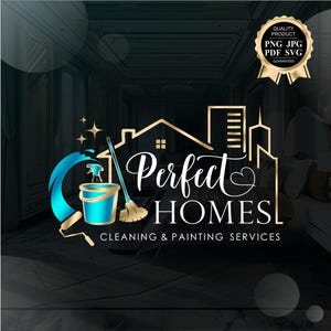 Diseño de logotipo para servicio de limpieza y pintura, logotipo para oficina, residencial, comercial, kit de marketing para limpieza de casas, logotipo para empresa de limpieza 496
