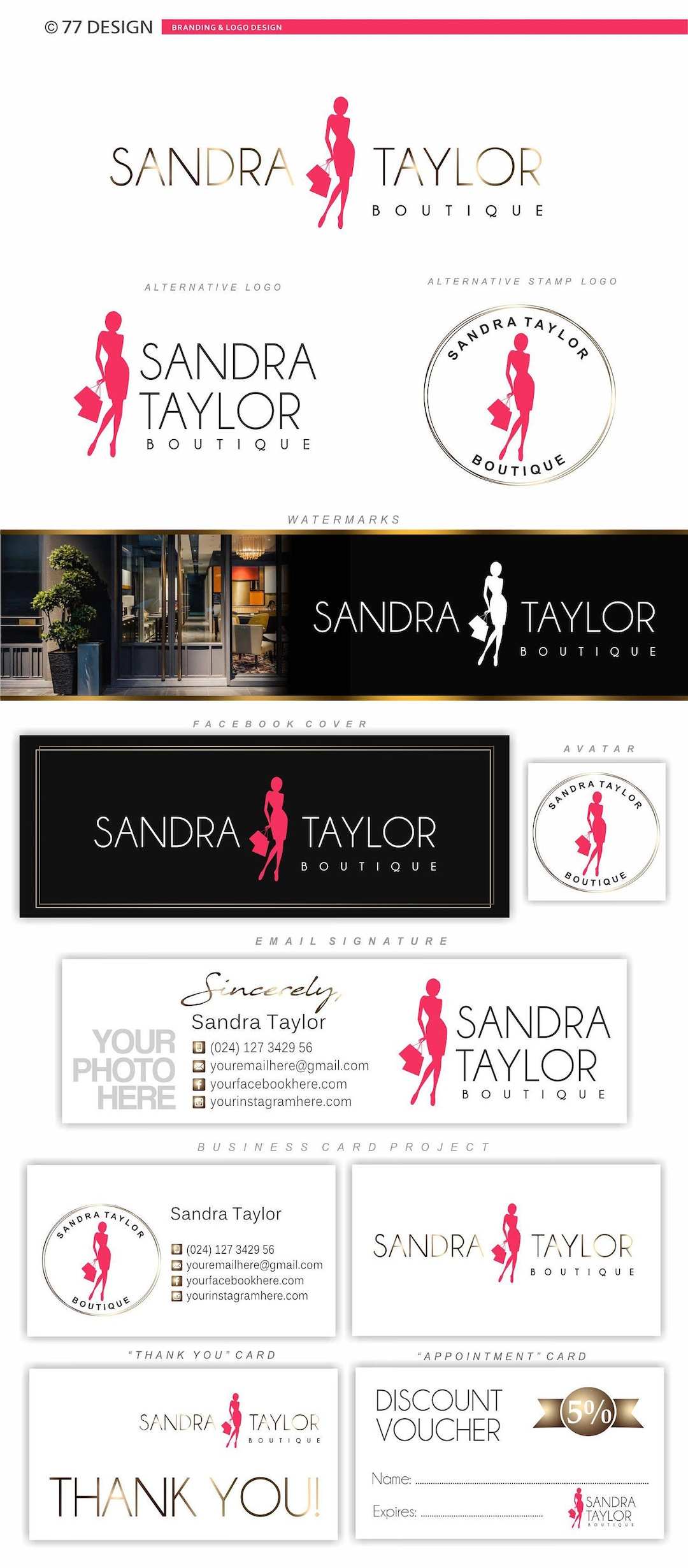 Boutique Branding Set, Women Logo Design Chic Kit, Fashion Branding Kit ...