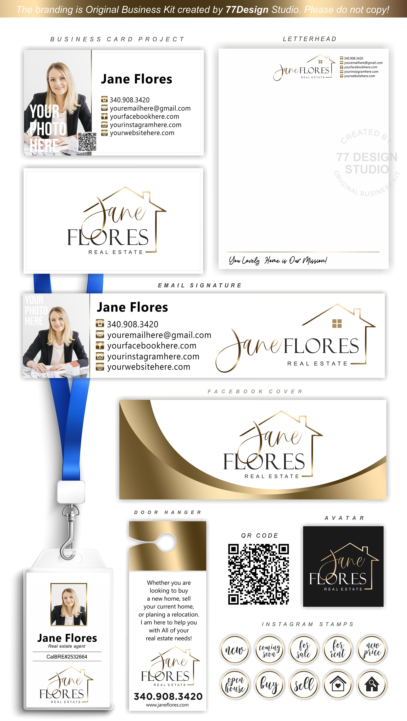 Real Estate Logo Design, Branding Kit, Realtor Logo, Gold Realty ...