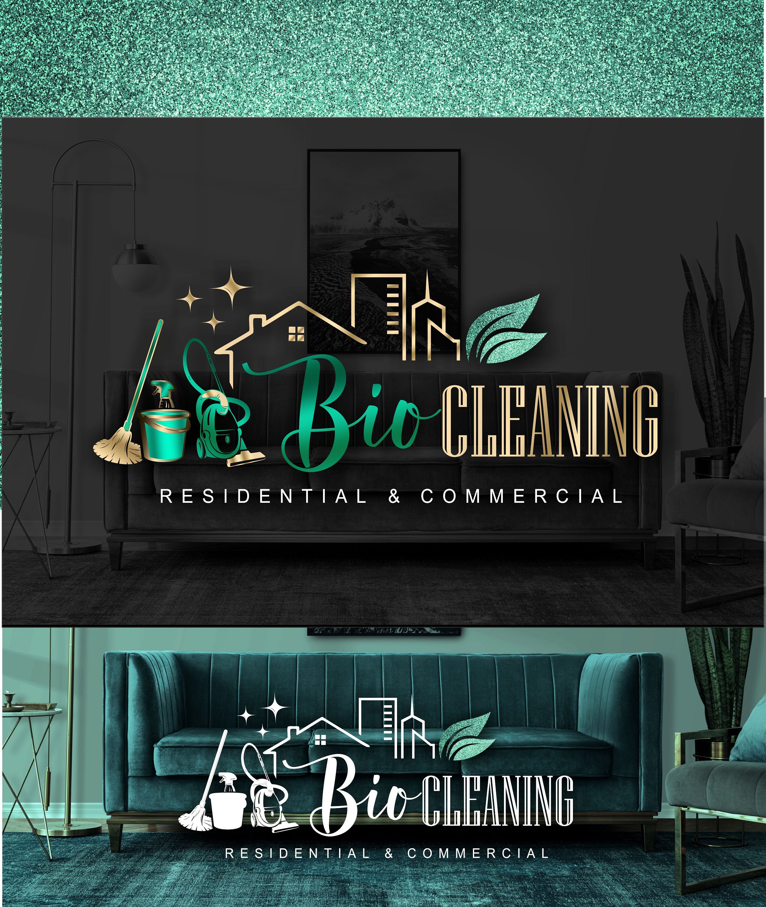 Bio Cleaning Service Logo, Commercial Residential Logo Home House ...