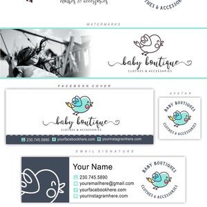 Baby Boutique Logo, Birdie logo, Kids store logo, Baby fashion logo, Kids shop logo, Kids Logo Brand, Babies Clothing Shop, Kids logo 314 Extended Brand Kit