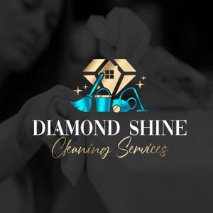 Logo per pulizie, Logo per servizi di pulizie, Brillantezza perfetta dei diamanti, Biglietti da visita con logo per pulizie commerciali, Filigrana, Kit professionale di lusso 594