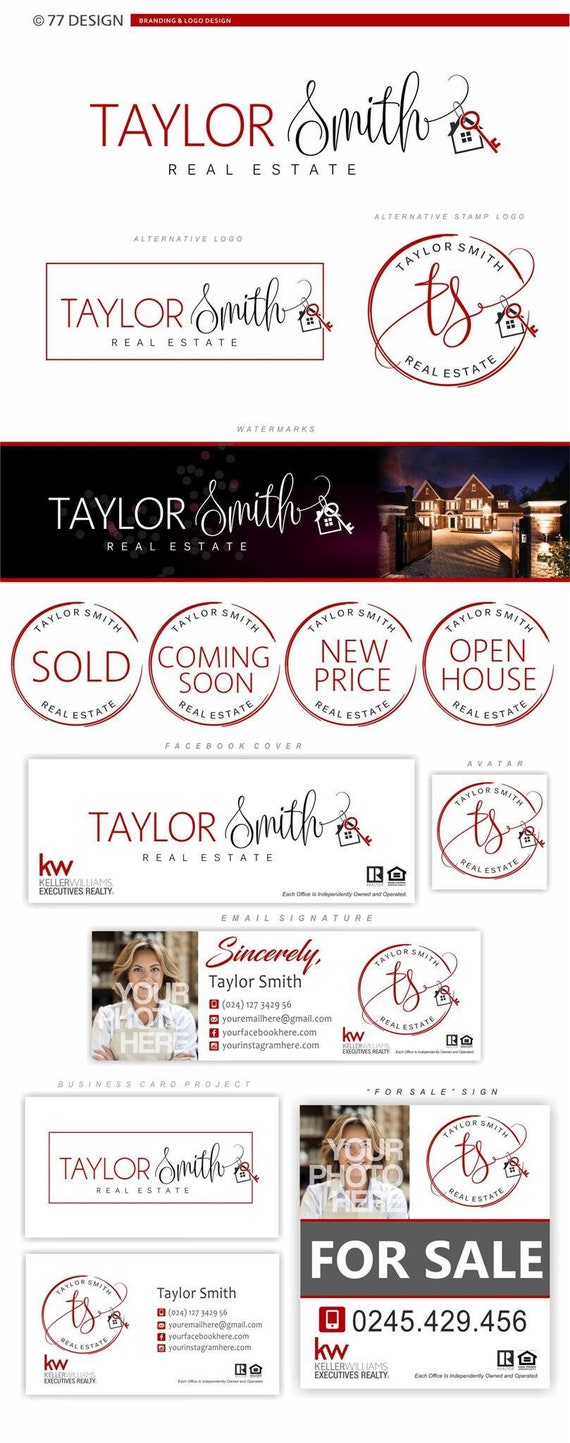 Realtor logo design, Real estate logo, branding kit, Real estate marketing, Broker agent brand, Key House logo, realtor stamр, KW logo 049