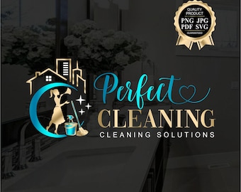 Premade Cleaning Service Logo, Modern Business Branding Kit 596