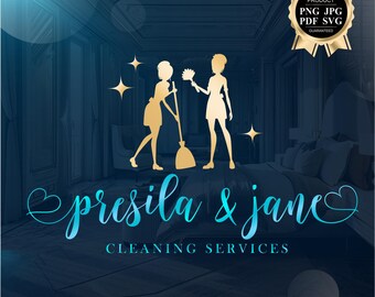 Maid Cleaning Company logo design, Home service, House cleaning business kit Housekeeping logo Happy Maid Logo, Cleaning company sparkle 414