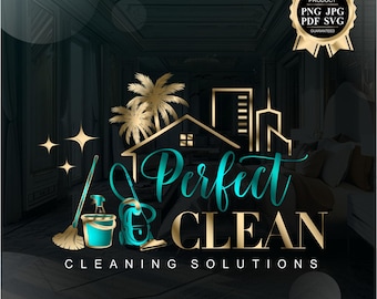 Palm Cleaning Service Logo, Professional Cleaner Logo Design 600