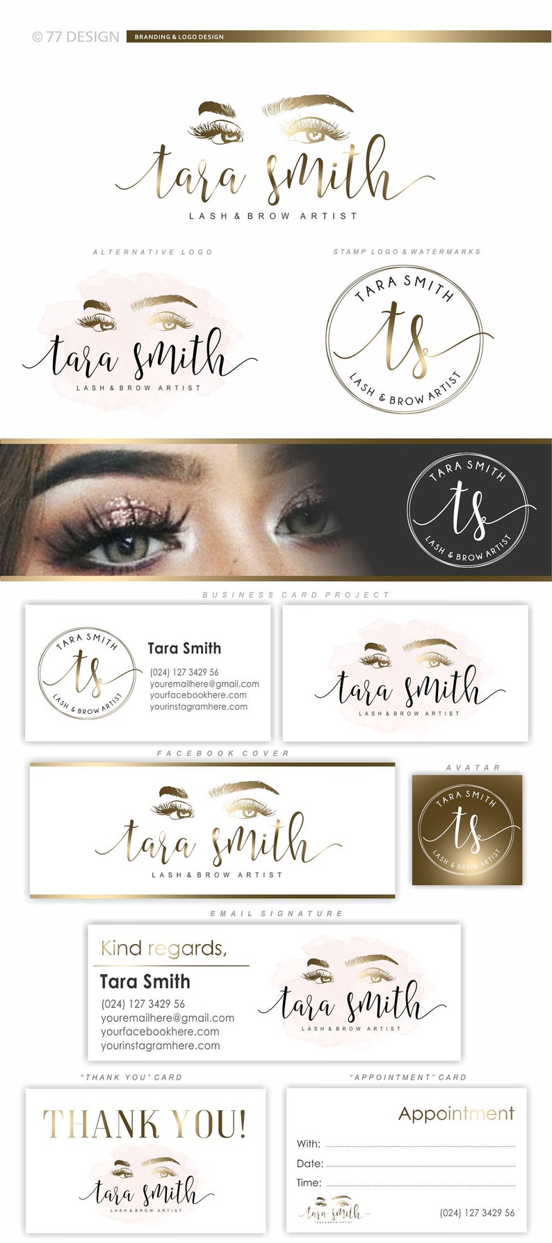 Eyelash branding kit Lash artist logo design Premade logo | Etsy