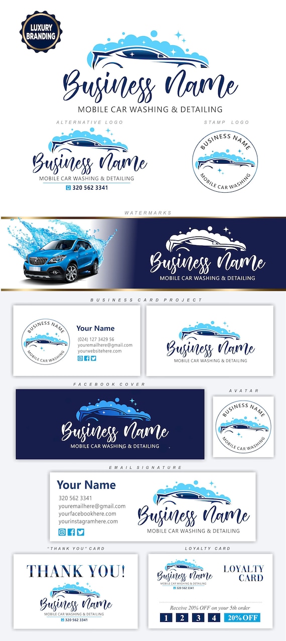 Car wash logo, Mobile car wash, Car Laundry service, Branding kit, Cleaning services, Business Logo, Car washing, Vehicle washing logo 307