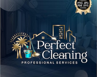 Cleaning logo, Palm sun service, Residential Logo, House cleaning logo, Service Logo, Cleaning business logo, Housemaid logo, Airbnb 490