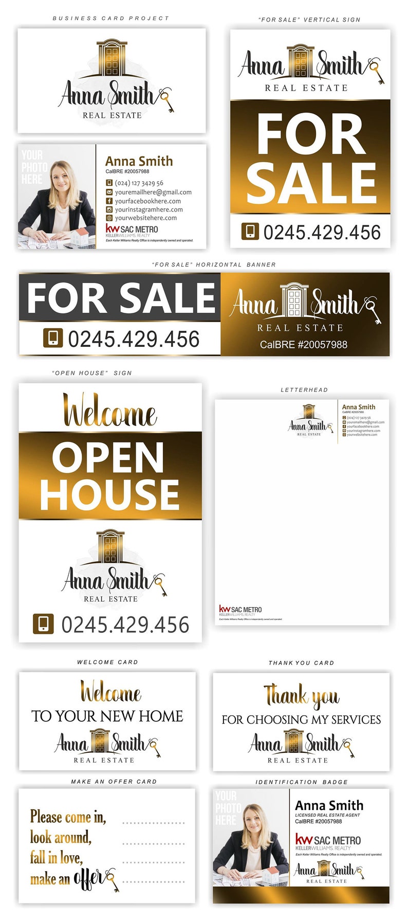 Luxury Door Real Estate logo design, Branding kit, Realtor logo, Real estate agent marketing, Stamp Sign logo, Key logo, Broker design 233 image 2