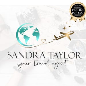 Reislogo, Adventure Branding Kit, Wereldkaart reisontwerp, reisblogger, wereldbol, visitekaartje reisbureau, vliegtuiglogo, Trip agen 516