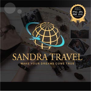 Logo podróży, Adventure Branding Kit, projekt podróży na mapie świata, bloger podróżniczy, Globe, wizytówka agenta podróży, logo samolotu, Trip agen 503
