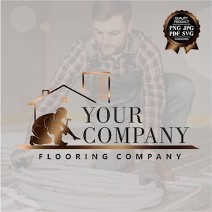 Boden-Logo, Boden-Reparatur-Logo, Bodenmeister, Hausreparaturservice, vorgefertigtes Logo, Verlegeböden-Logo, Handwerker-Branding-Set-Logo 473