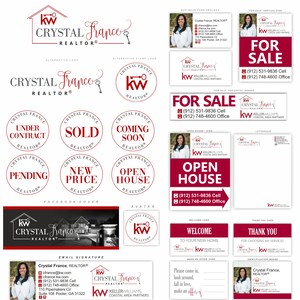 May include: A red and white logo for a real estate agent named Crystal France. The logo features a stylized house with a keyhole and the text "kw" for Keller Williams. The logo also includes the text "Crystal France, REALTOR&reg;".