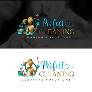 Cleaning company service logo design, Commercial residential logo Home House marketing kit Housekeeping Maid Logo, Business branding kit 549