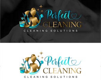 Cleaning Service Logo Design, Housekeeping Business Branding Kit 549