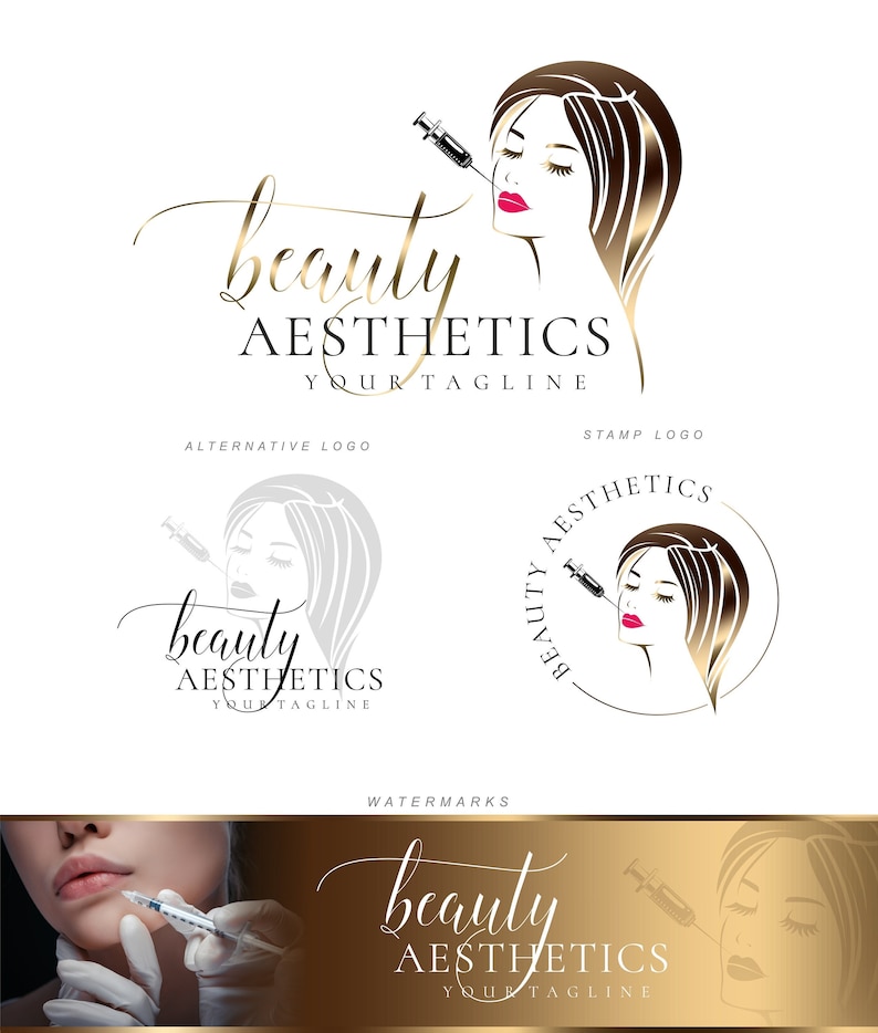 Lip Injection Logo, Medical Cosmetics Logo, Plastic Surgery Logo, Botox Logo Design, Esthetics Procedures Logo, Skincare Fillers logo 458 Small Branding Kit