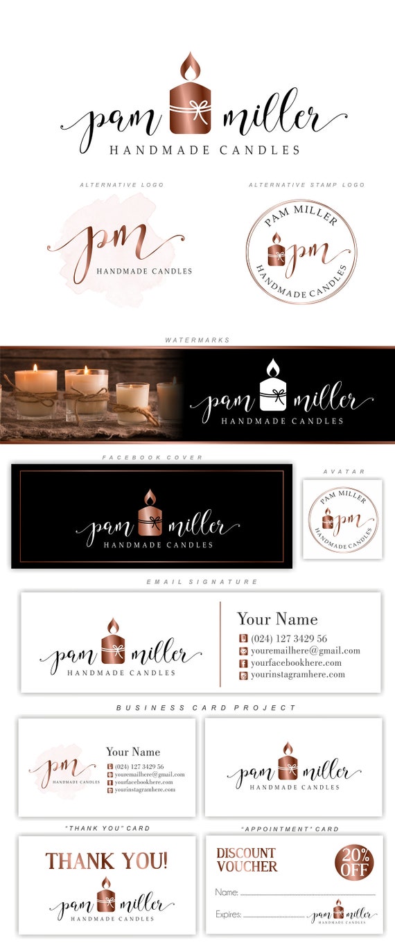 Candle Logo Design Candles Business Logo Set Aroma Therapy | Etsy