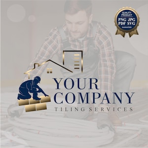 Fliesenlogo, Fußbodenlogo, Fußbodenreparaturlogo, Fußbodenmeister, Hausreparaturservice, Verlegen von Fußböden Logo, Handwerker-Branding-Logo 473 2