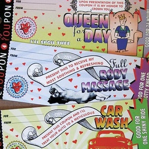 Set of 4 Spicy Couples Coupon Fun and Colorful Gift Coupons #9-12 for Instant Download