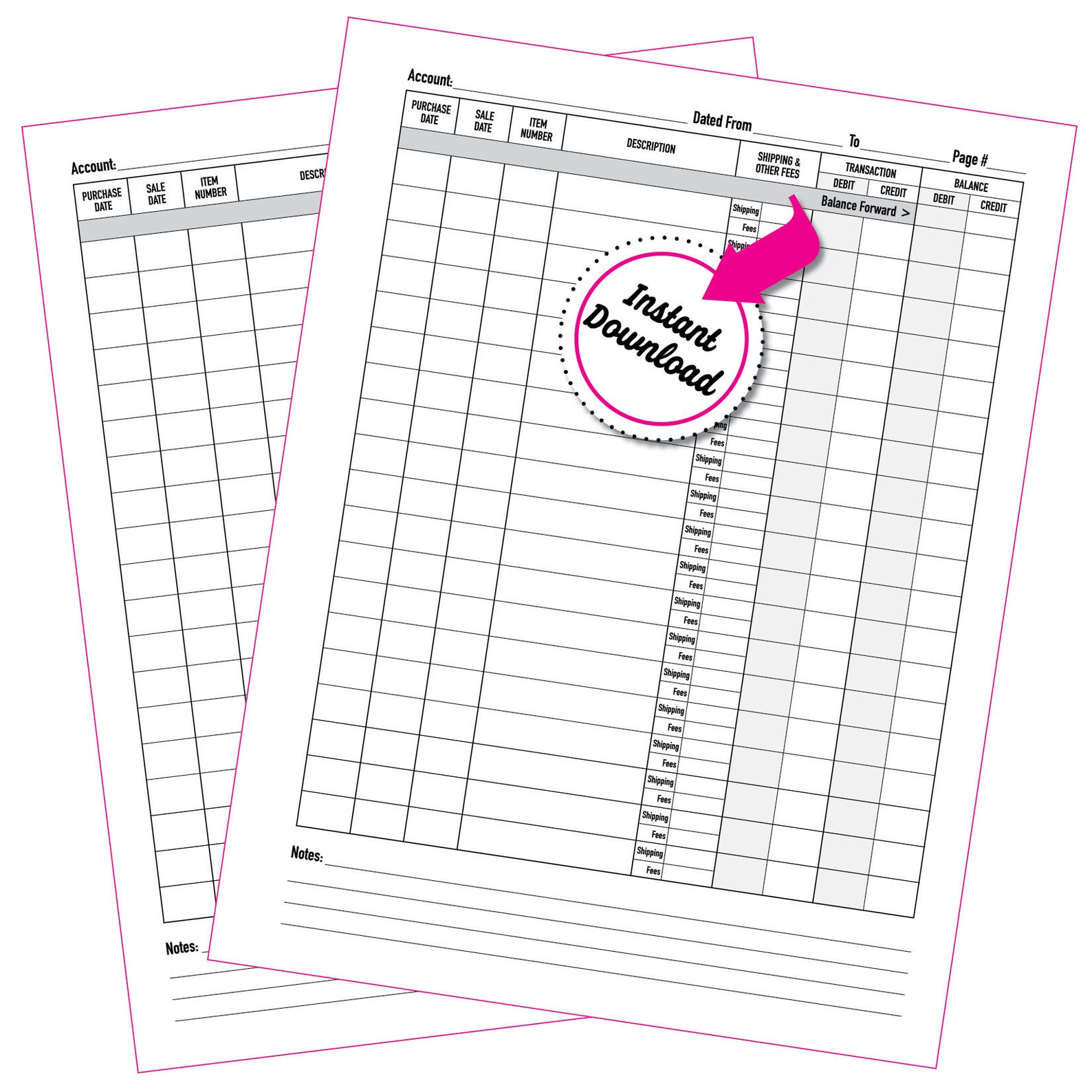Small Business Bookkeeping Form for Online Resellers, Double Entry ...