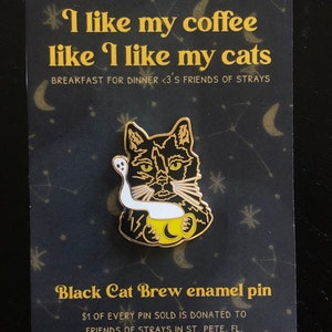 Black Cat Brew Enamel Pin!