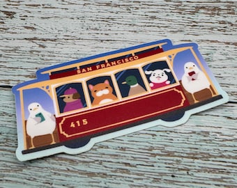 Pegatina del tranvía de San Francisco / Pegatina del Área de la Bahía de San Francisco, Amante de los trenes, Regalo de trenes, Regalo de California