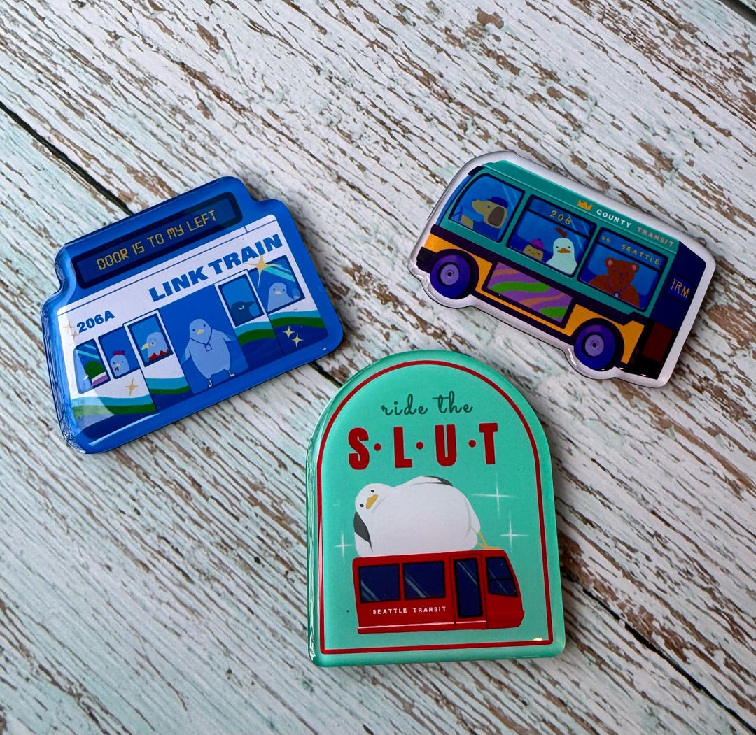 Seattle Transit Magnets - LINK Train, Bus, SLUT Train - Etsy