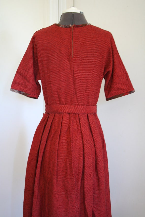 red tweed dress