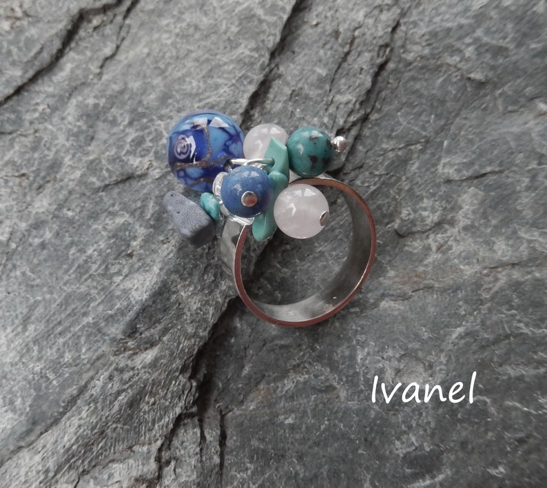 Silver ring with ball of minerals Ag 925