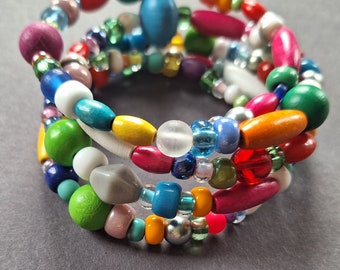 Multicolour  bracelet, beach bracelet, flexible bracelet, spiral bracelet
