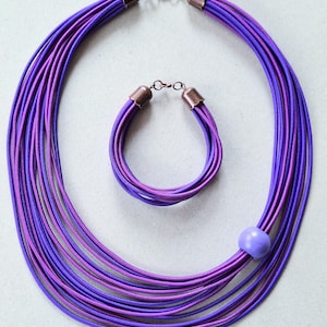 Purple set, fashion set, knoted necklace