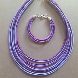 Statement Bib Necklace: Purple Rope Jewelry Set