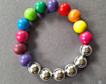 Multicolour  bracelet, beach bracelet, flexible bracelet, silver bracelet