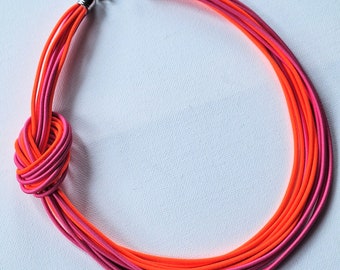 Neon orange necklace, pink set