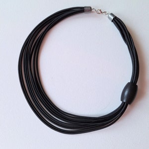 Black necklace, statement necklace,rope necklace,wooden necklace,black jewellery, textil jewellery,