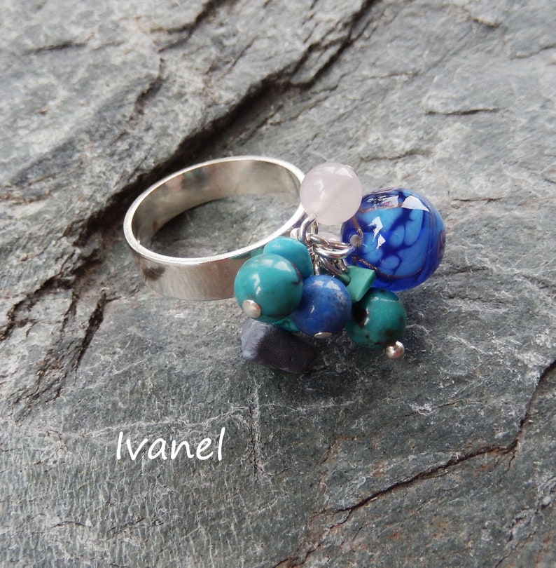 Silver ring with ball of minerals Ag 925