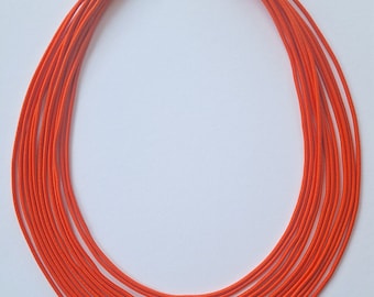 Orange necklace, textil jewellery, elastic necklace