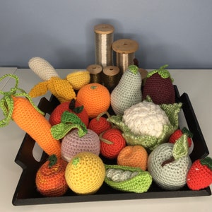 CE certified crocheted fruits and vegetables for playing shop or play kitchen