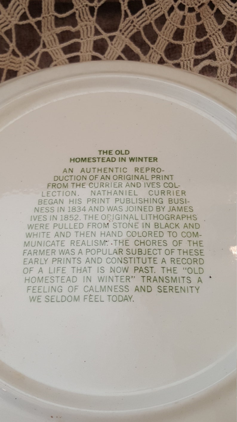 Currier and Ives Old Homestead Pie Plate