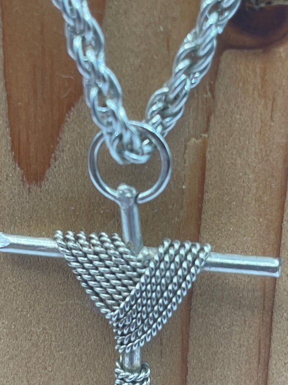Unique Silver Cross Pendant Necklace - image 4