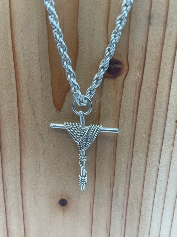 Unique Silver Cross Pendant Necklace - image 2