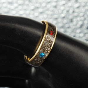Unendlich Gold Meteorit Ring, 6mm 10K 14K 18K Avengers Infinity Krieg Endspiel inspiriertthhanos Gauntlet Superheld Hochzeit Ring