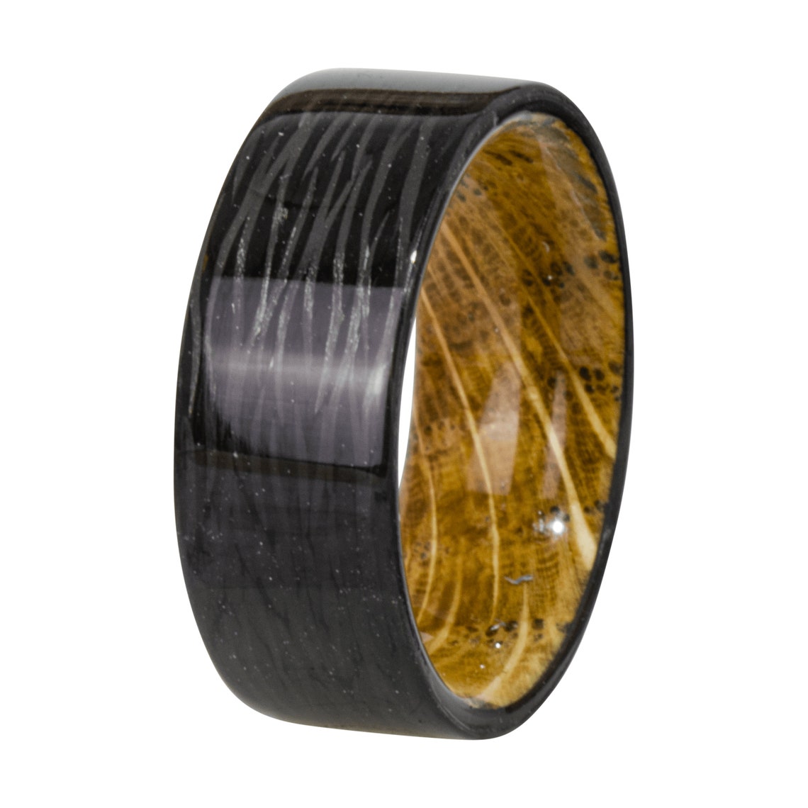 Jack Daniels Carbon Fiber Resin Ring Whiskey Barrel Wood Ring Etsy