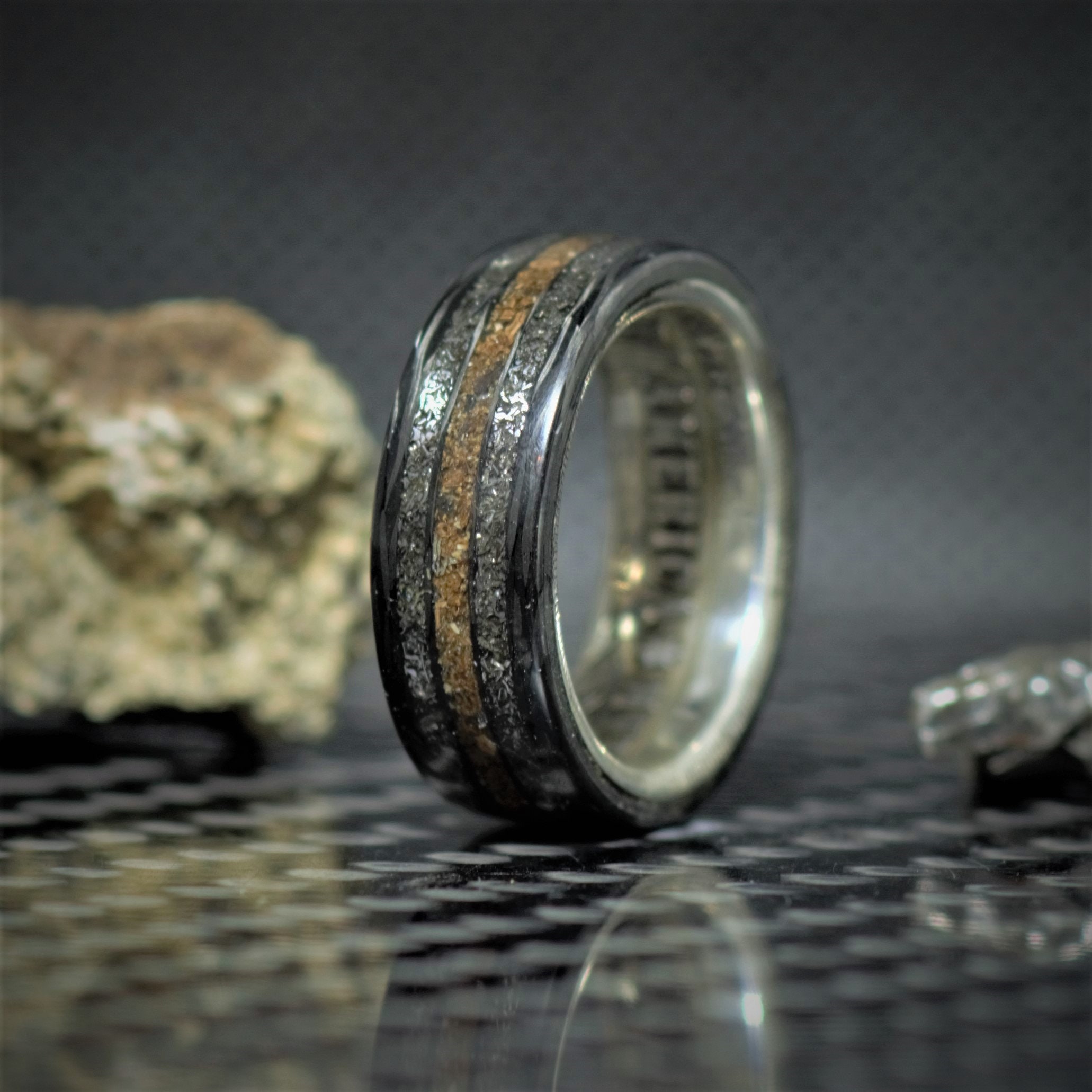 Coin Ring Dinosaur Meteorite Ring Carbon Fiber Silver Dollar | Etsy
