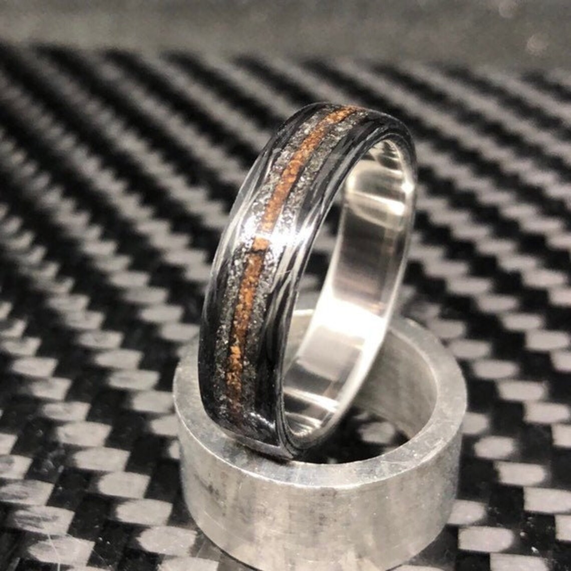 Jurassic Astronomer - Meteorite Dinosaur Ring, Mens Wedding Band ...